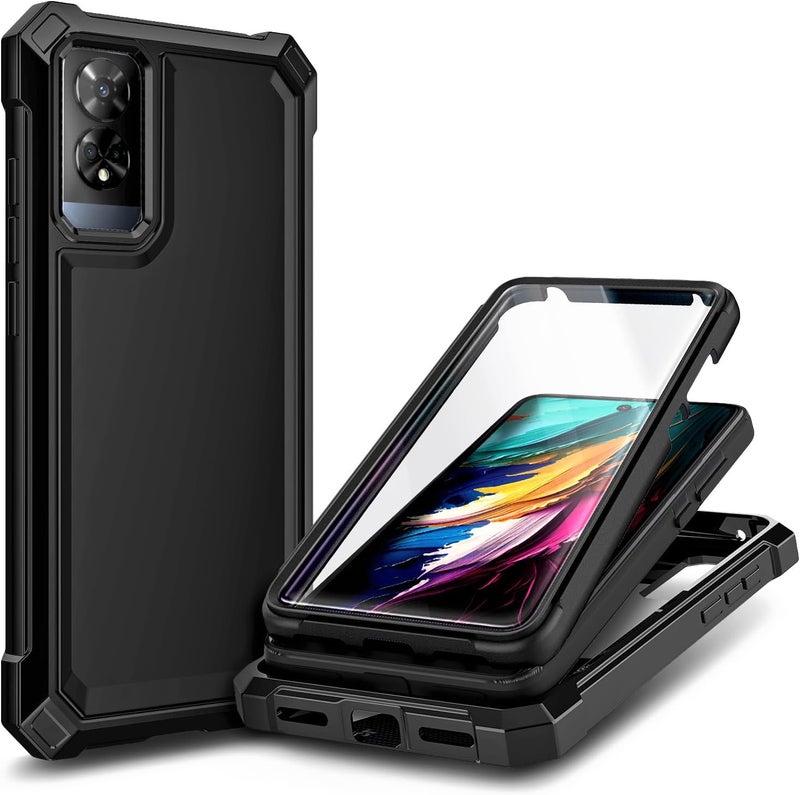 WDHD Compatible with TCL 50 XE 5G & TCL 50 XE NXTPAPER 5G Phone Case Black | Full-Body Protective Shockproof Rugged Bumper Cover with Screen Protector, Raised Corners Drop Protection - Image 1
